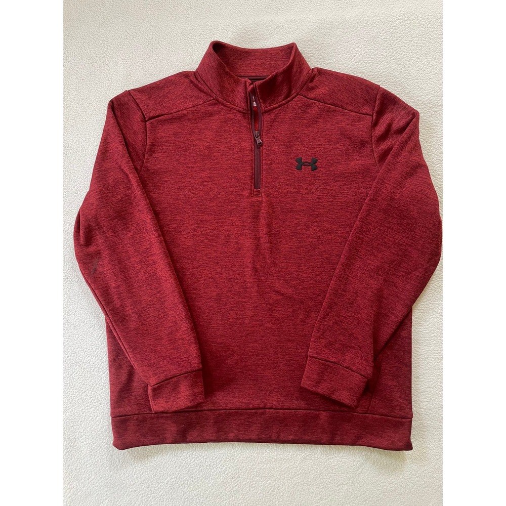 Under Armour‎ Mens Extra Large Quarter Zip Pullover Red Heathered Fleece Layer